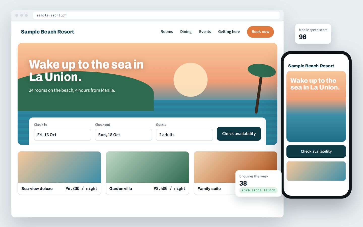 Sample website for a fictional beach resort.